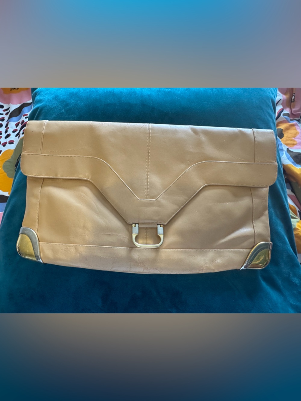 Lou Taylor Italian Leather Envelope Clutch - Vintage 1970s handbag